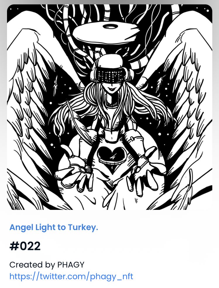 kuumaa43743021's tweet photo. 素敵な天使NFTの購入で
トルコ支援ができます。
どうぞどうぞ
#AngelLightToTurkey #トルコ復興支援 https://t.co/pq8khmpkwd