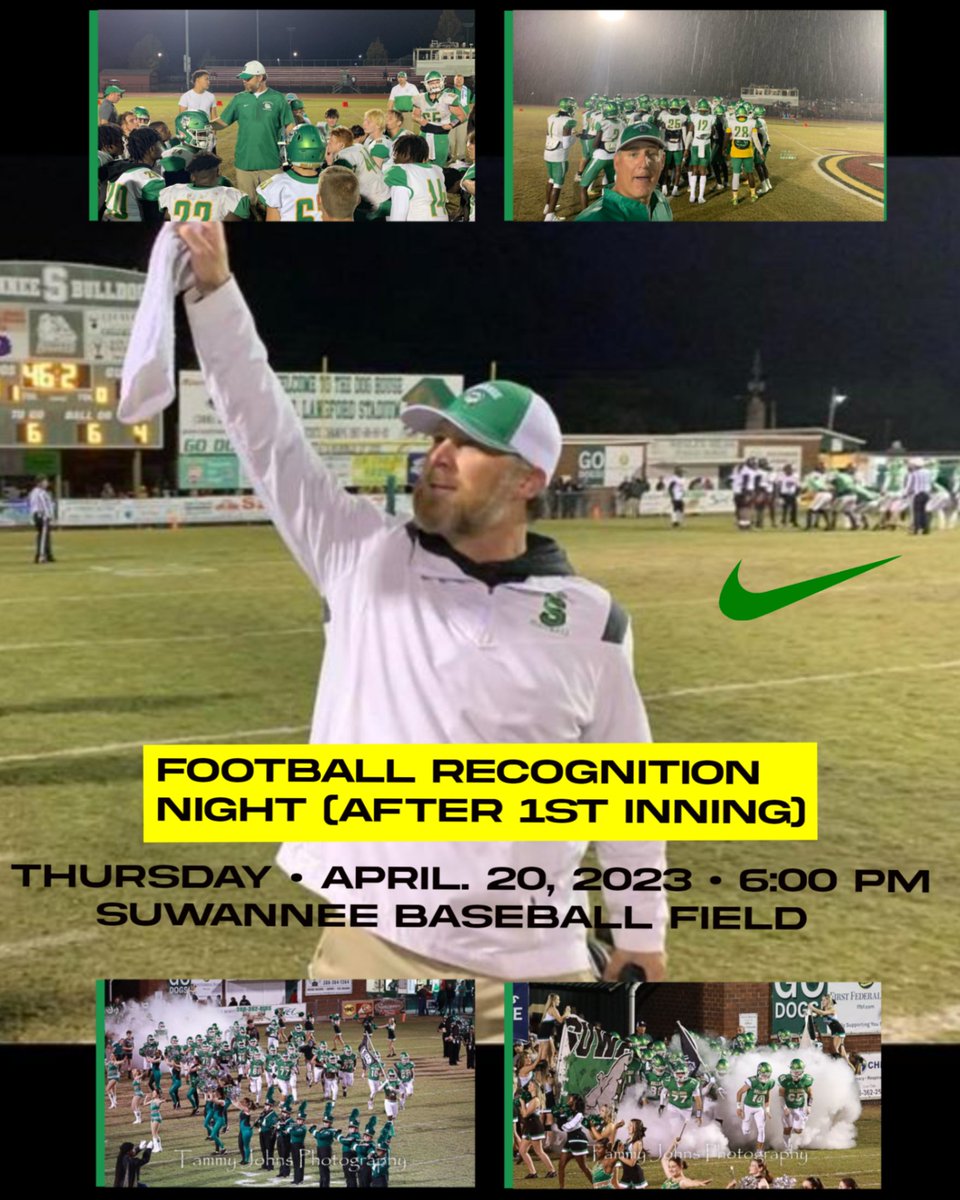 The Suwannee Bulldogs Baseball team is recognizing the Suwannee Football team (After the 1st Inning) for there achievements this season. District Championship, Regional Championship Game Appearance, and Coach Hall being named "Riverbend News, 2022 Football Coach of the Year"