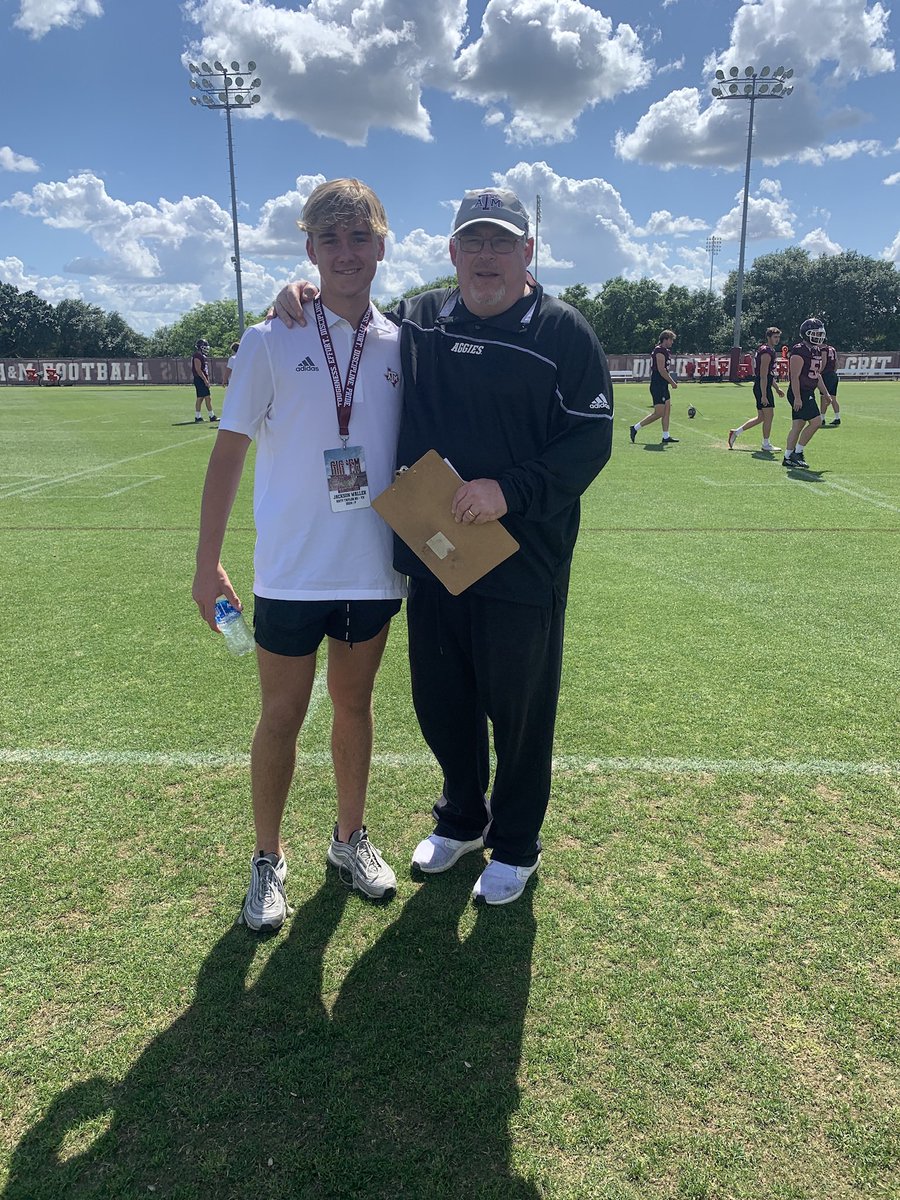 jacksonwaller13's tweet photo. I had an amazing visit @AggieFootball 
Thank you @CoachERussell and @DClements65 for such an amazing experience in Aggieland! #GigEm 
@HKA_Tanalski @TaylorMustangFB @csimmons64 @coachiglesias @donavon_west @CoachCheesman @taylor_mustangs @THS_Mustangs https://t.co/MUgKNLcdBC