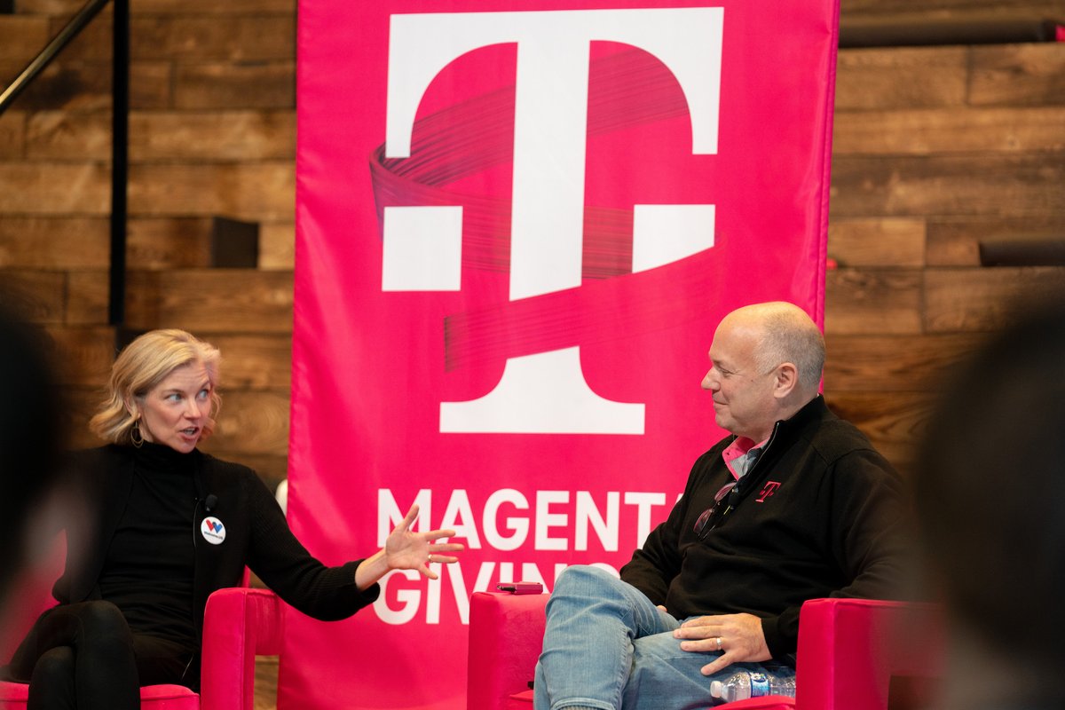 .@Welcomeus President and COO @Anya_McMurray joined me today to talk about the impact that volunteers and companies like @TMobile are making for refugees trying to build new lives, and how rewarding it is to help people in need. #MagentaGivingMonth