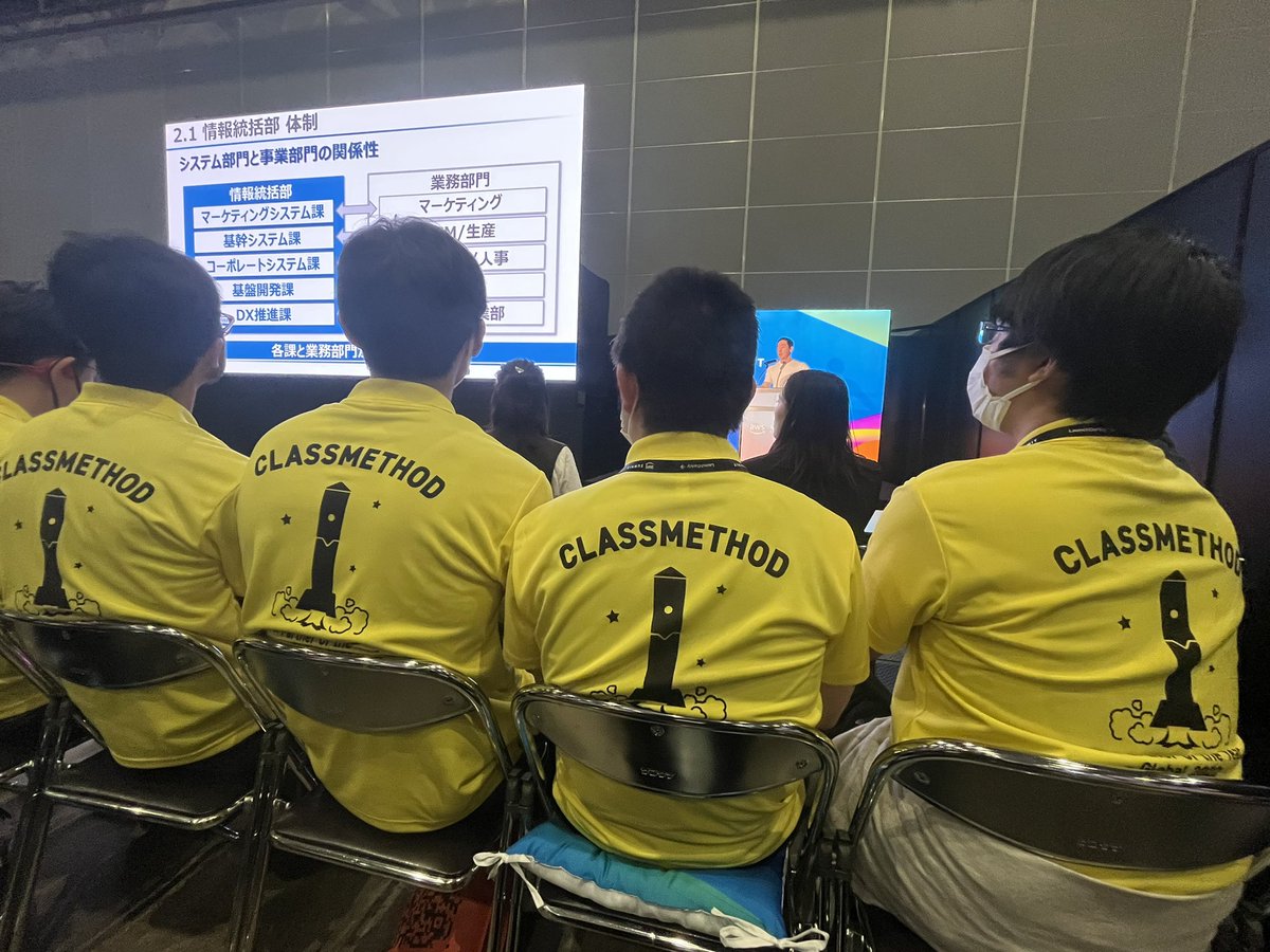TomookaKenji's tweet image. 黄色いシャツ着た圧力団体w最前列に整列 #AWSsummit #classmethod #クラメソ