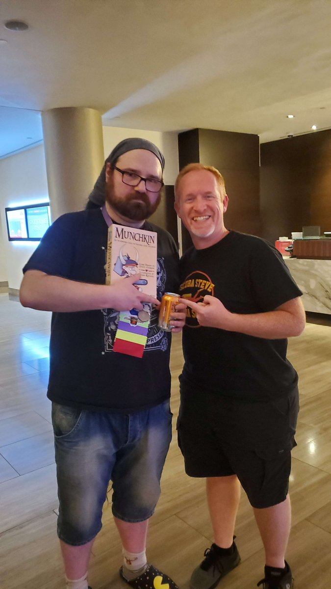 ECGGamers's tweet photo. Caught up with the one and only @bungeeman17 at the inaugural #ClocktowerCon! #ECG #BloodOntheClocktower #BOTC https://t.co/yb8fNZS5xU