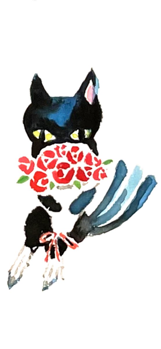 simple background white background flower animal focus cat no humans red flower  illustration images