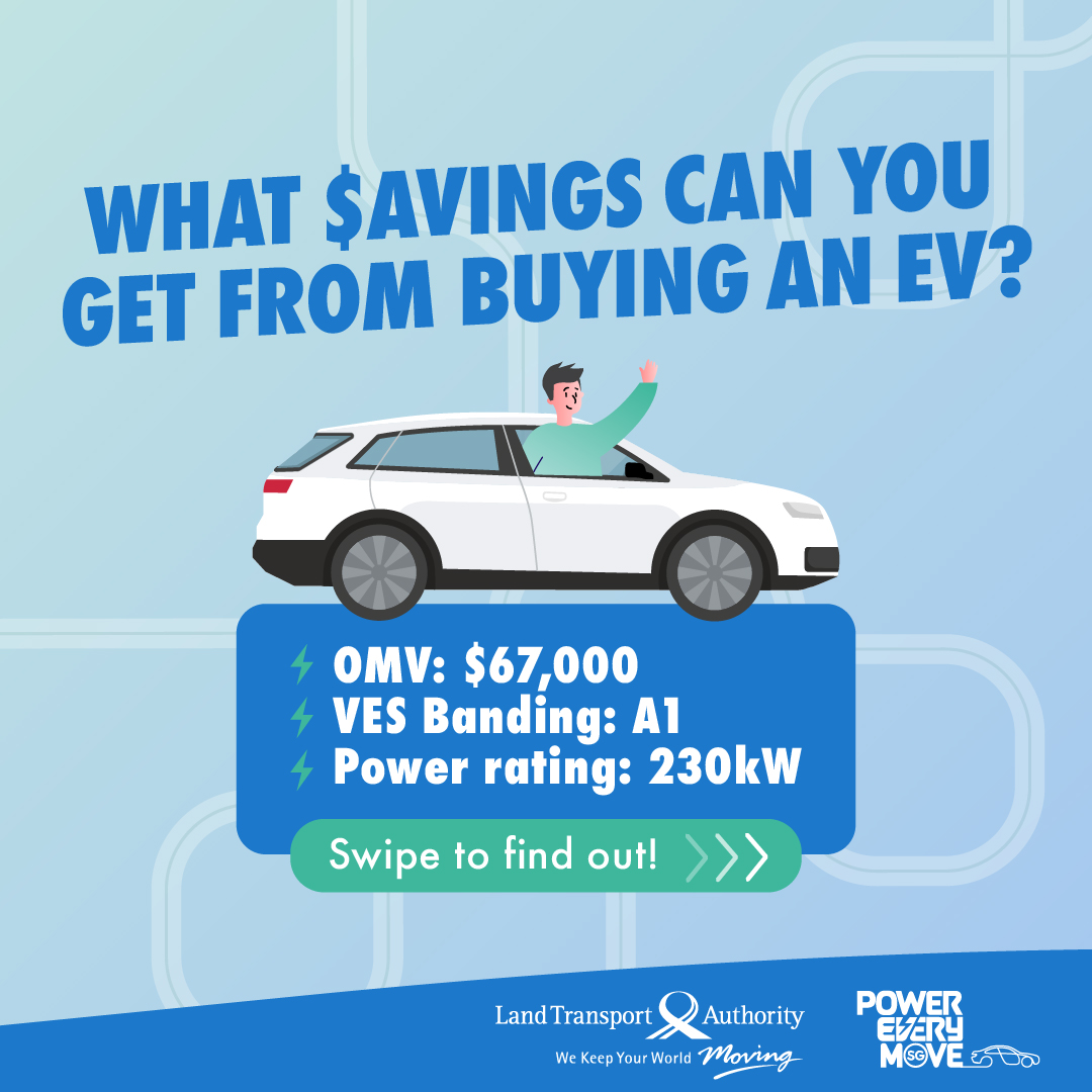 LTAsg's tweet photo. Thinking about switching to an electric car? ⚡️🚗
#DidYouKnow You can enjoy savings from various #ElectricVehicle rebates and incentives to help with your transition. 🤩💵
More details below. #PowerEVeryMove https://t.co/oG4oWbg7xy