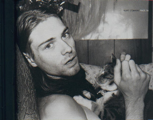 Kurt Cobain with his cat.