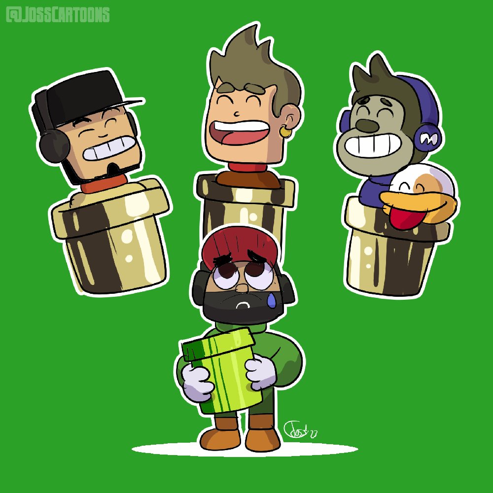 JossCartoons's tweet photo. Pobre @MiiloLV y sus tuberías. ¿Será cierta la teoría de que @bauldv, @rodo_yt y @MoninShowYT son consentidos de Nintendo? #multiversomkt https://t.co/8oByf2fX1g