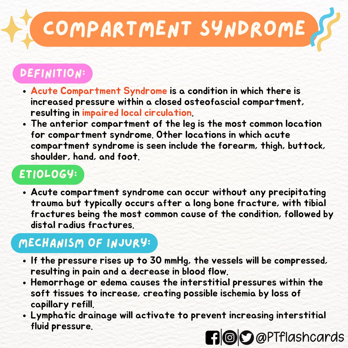Compartment Syndrome 💡

(Swipe LEFT)
For more information visit the reference cited below. 😊 

Reference: 
⁃Cuccurullo, Sara. Physical Medicine and Rehabilitation Board Review. Demos, 2004.

#Anatomy #PTknows #MedicalFacts #Studygram #PTreviews #Medicine #CompartmentSyndrome