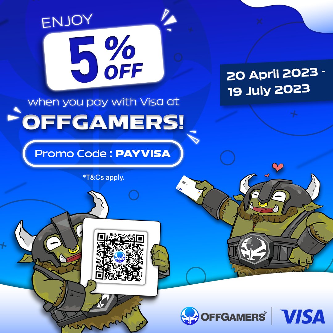 offgamers's tweet photo. Start shopping smartly with OffGamers and get a 5% discount when you purchase with your Visa card using the promo code 𝗣𝗔𝗬𝗩𝗜𝗦𝗔🎉

🔗For more info: https://t.co/IZKObtL1G0

#OffGamers #yourgamingalliance #VISA #creditcard #debitcard #prepaidcard #visacardcampaign https://t.co/S8lF2MuimA