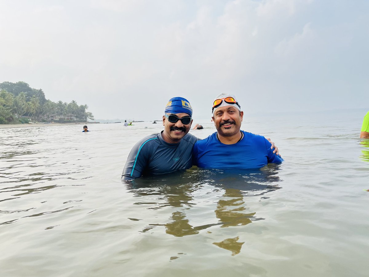 nidhinvalsanips's tweet photo. With my #Aquaman Indrajeet Khadilkar. 
My swimming coach and the person because of whom I could successfully do @IRONMAN703Goa swimming well in time.

Even #dccomics #Aquaman can take classes from him and improve swimming. 
#morningswim 
#bestswimmingcoach 
#friendship 
#seaswimming 
@FitIndiaOff 
@NeilDsilvha
