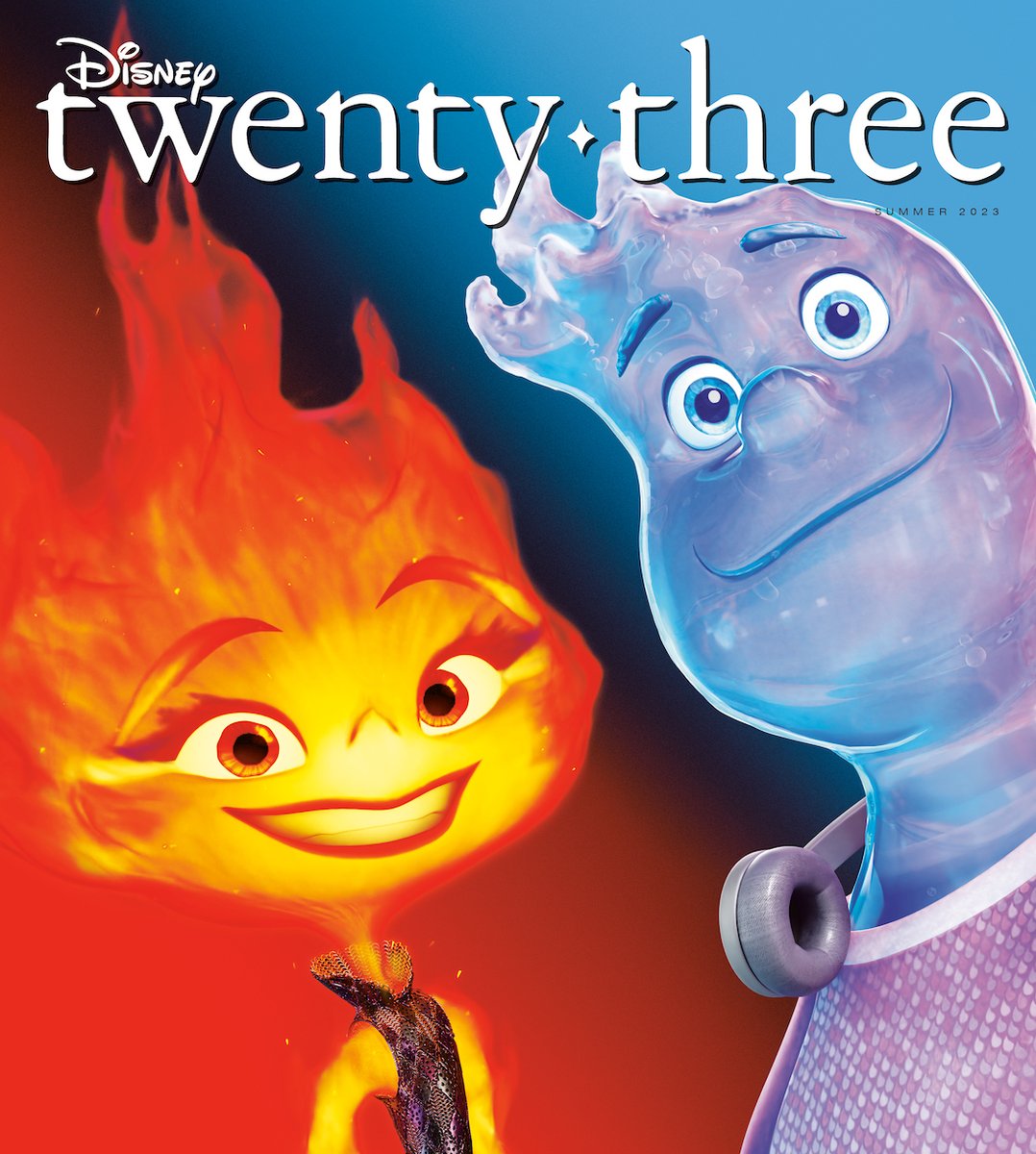 Disney's tweet photo. Look at these covers—aren’t they neat? #TheLittleMermaid, #Elemental, and #HauntedMansion feature in three collectible covers of the “Disney twenty-three” Summer 2023 issue. Get details on the latest issue, delivered exclusively to @DisneyD23 Gold Members: https://t.co/iu7ECnVDkm https://t.co/V2Df1tmZM1