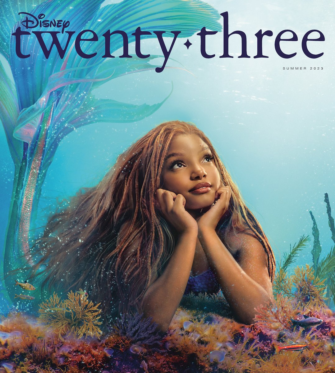 Disney's tweet photo. Look at these covers—aren’t they neat? #TheLittleMermaid, #Elemental, and #HauntedMansion feature in three collectible covers of the “Disney twenty-three” Summer 2023 issue. Get details on the latest issue, delivered exclusively to @DisneyD23 Gold Members: https://t.co/iu7ECnVDkm https://t.co/V2Df1tmZM1