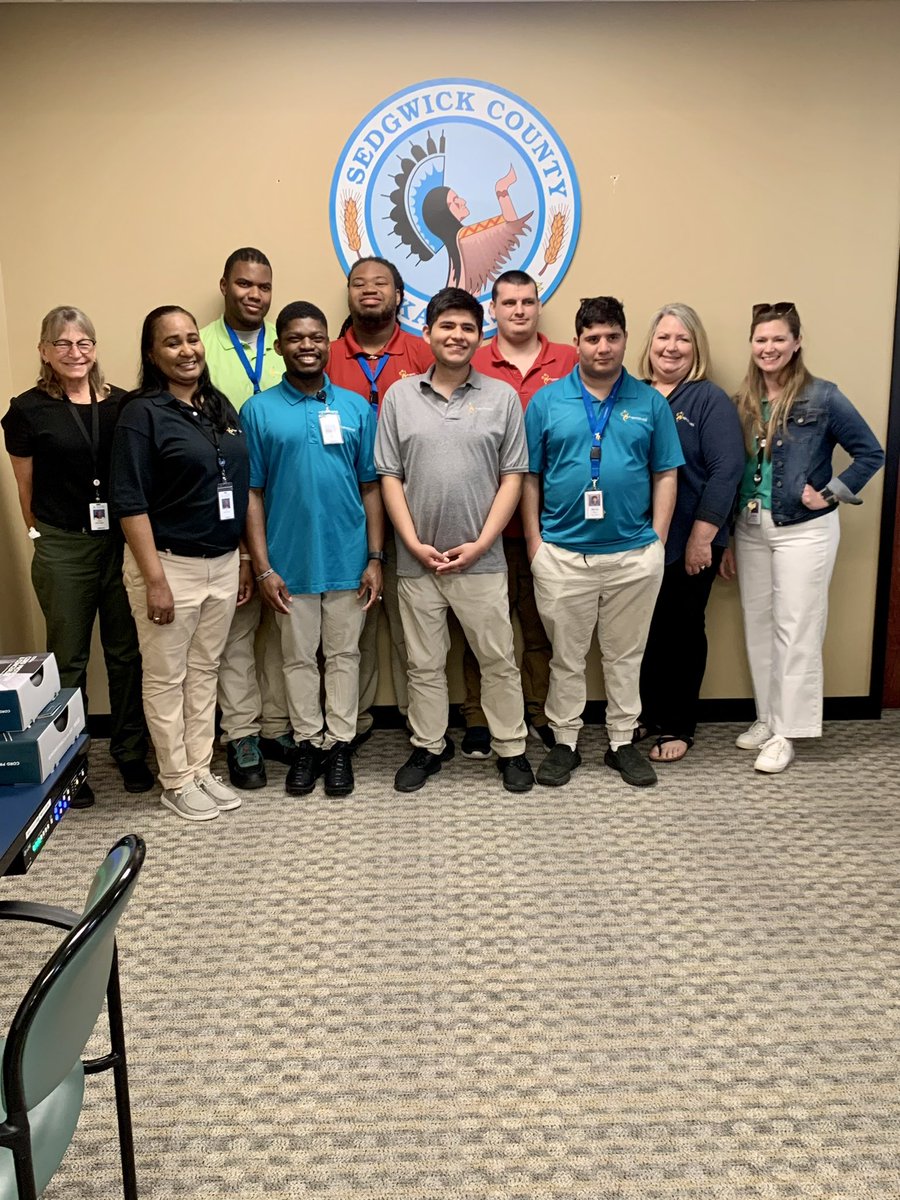 ChisholmUsd259's tweet photo. A huge thanks to Sedgwick County for honoring our Project SEARCH students during Sedgwick County Commission Meeting.  #WPSproud @WichitaUSD259 @SedgwickCounty @vevans1 https://t.co/HgH3f4JTSd