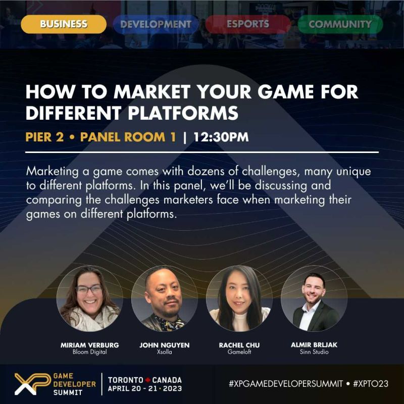 Gameloft Toronto (@gameloftto) on Twitter photo 📝 Learn how to market your game for different platforms at <a href="/XPGamingInc/">XP Gaming Inc.</a> this Friday with Rachel Chu, #PMM for <a href="/DisneyMKingdoms/">Disney Magic Kingdoms</a>, alongside other industry professionals.
It's not too late to get a ticket! 🔗 xpgamesummit.com
#XPTO2023 #XPGameDeveloperSummit 📝 Learn how to market your game for different platforms at <a href="/XPGamingInc/">XP Gaming Inc.</a> this Friday with Rachel Chu, #PMM for <a href="/DisneyMKingdoms/">Disney Magic Kingdoms</a>, alongside other industry professionals.
It's not too late to get a ticket! 🔗 xpgamesummit.com
#XPTO2023 #XPGameDeveloperSummit