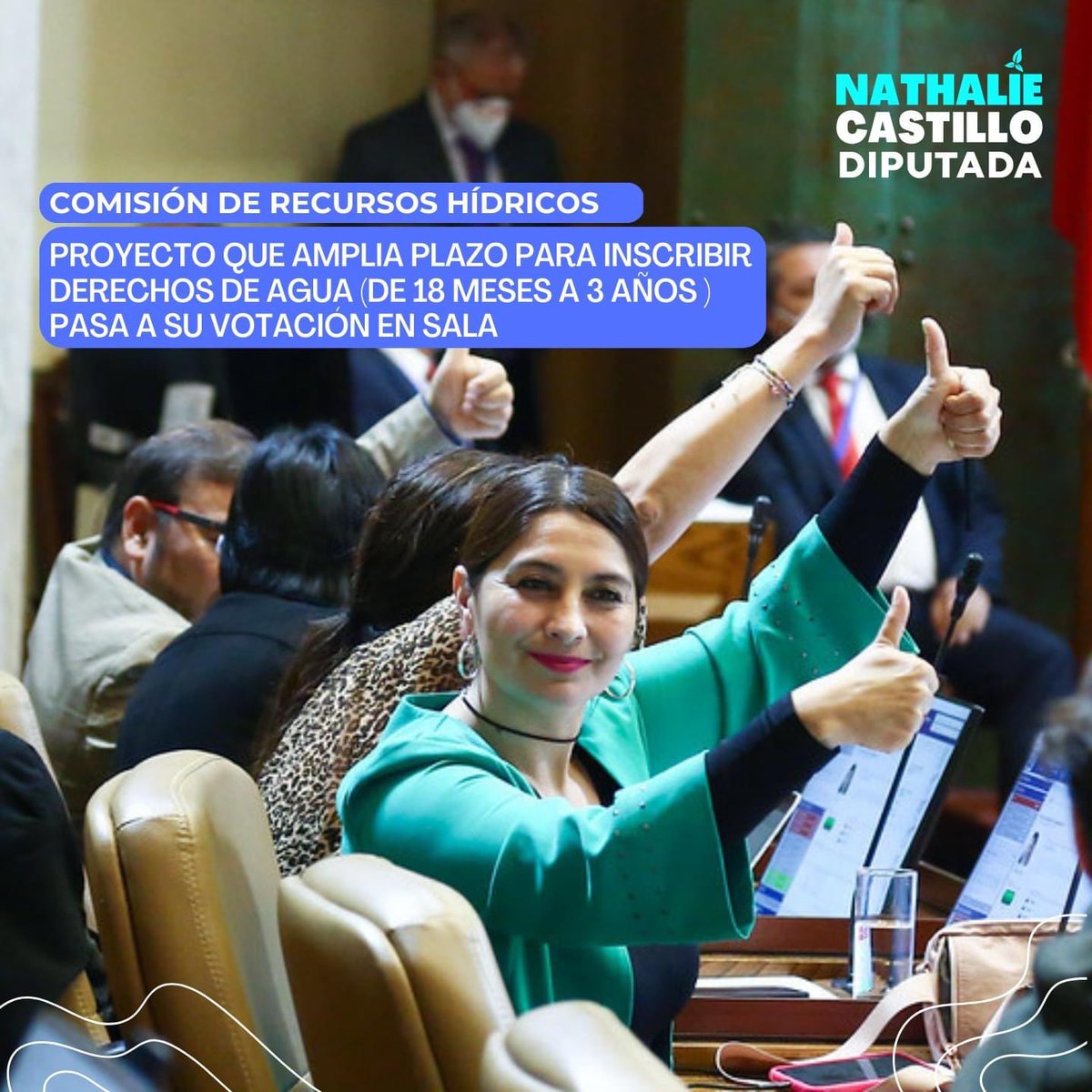 naticastillo_r's tweet photo. Nos alegra que el campesinado gane espacios en el congreso @Camara_cl con mis compañeras @camila_musante @mfranbello logramos con @mop_chile la prórroga a 3 años de la inscripción de derechos en catastro nacional #codigodeaguas💧junto a diputados oficialistas https://t.co/nlCAfwmMQi