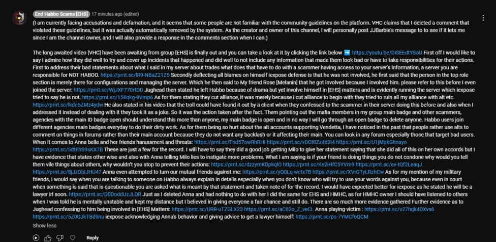 HabboFrauds's tweet photo. @TeamYouTube Here's my reference the image in the white didn't work it was left by a user comment which was deleted by Youtube. But when I left the comment on my own video it worked just fine? (dark image) https://t.co/XybvZPzGGZ