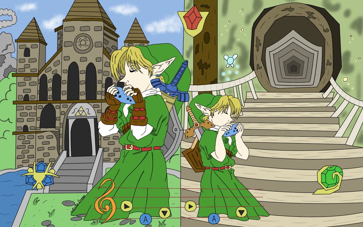 Artsy0830's tweet photo. Finished this for my dad’s upcoming birthday ^^ #Zelda #TheLegendOfZelda #link #OcarinaOfTime #SongofTime #digitalart #DigitalArtist https://t.co/2p5GicMQ4l