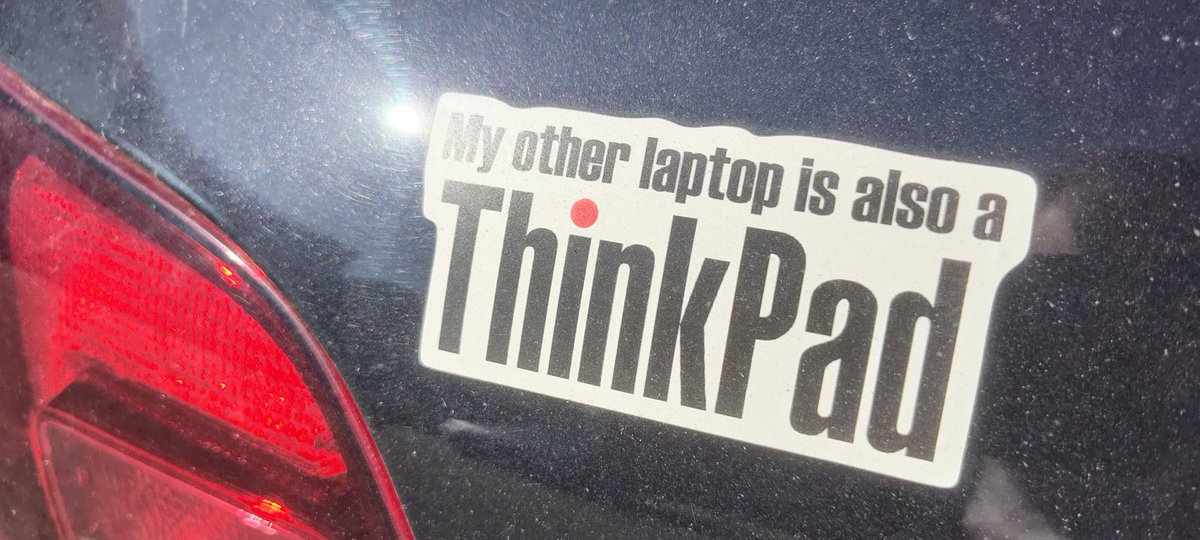 Tom_ZR_Race's tweet photo. A little different #ThinkPadThursday post this week: how do you show you appreciation to #ThinkPad? I have a sticker on my car ... Now you. Show us your #ThinkLove!
@Lenovo #ThinkOn #LenovoIN https://t.co/KZp7dqK1ok