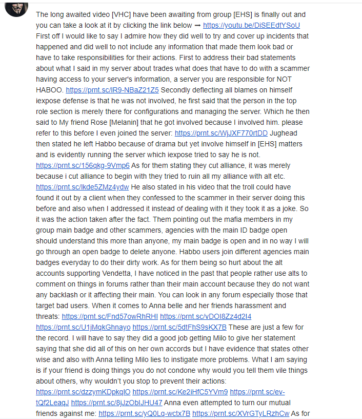 HabboFrauds's tweet photo. @TeamYouTube Here's my reference the image in the white didn't work it was left by a user comment which was deleted by Youtube. But when I left the comment on my own video it worked just fine? (dark image) https://t.co/XybvZPzGGZ