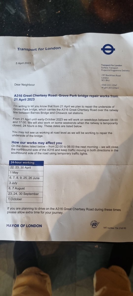 EuanSmith2's tweet photo. @TfL RG - the letter is from from TfL, Your "Head of Project and Programme Delivery (Assets)", Davet Sockett? https://t.co/cCGcP4rERs