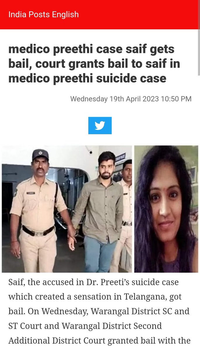 KompallyArvind's tweet photo. Respected @SmitaSabharwal Mam The People Of Telangana Are Waiting For Your Response On #DrPreethi Issue,She Is Also Daughter Of Our Country. https://t.co/f9KPZHTOtM