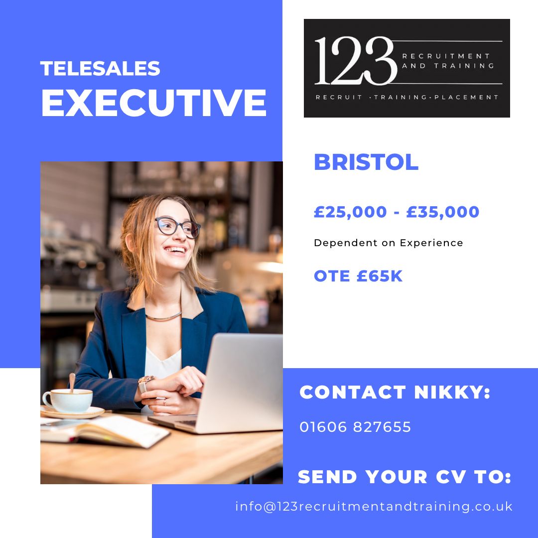 Contact Nikky now!
Email: info@123recruitmentandtraining.co.uk
#immediatestarts #immediate #sales #salesjobs #telesales #telesalesjobs #officebased #hiringnow #recruitment #bristol #bristoljobs