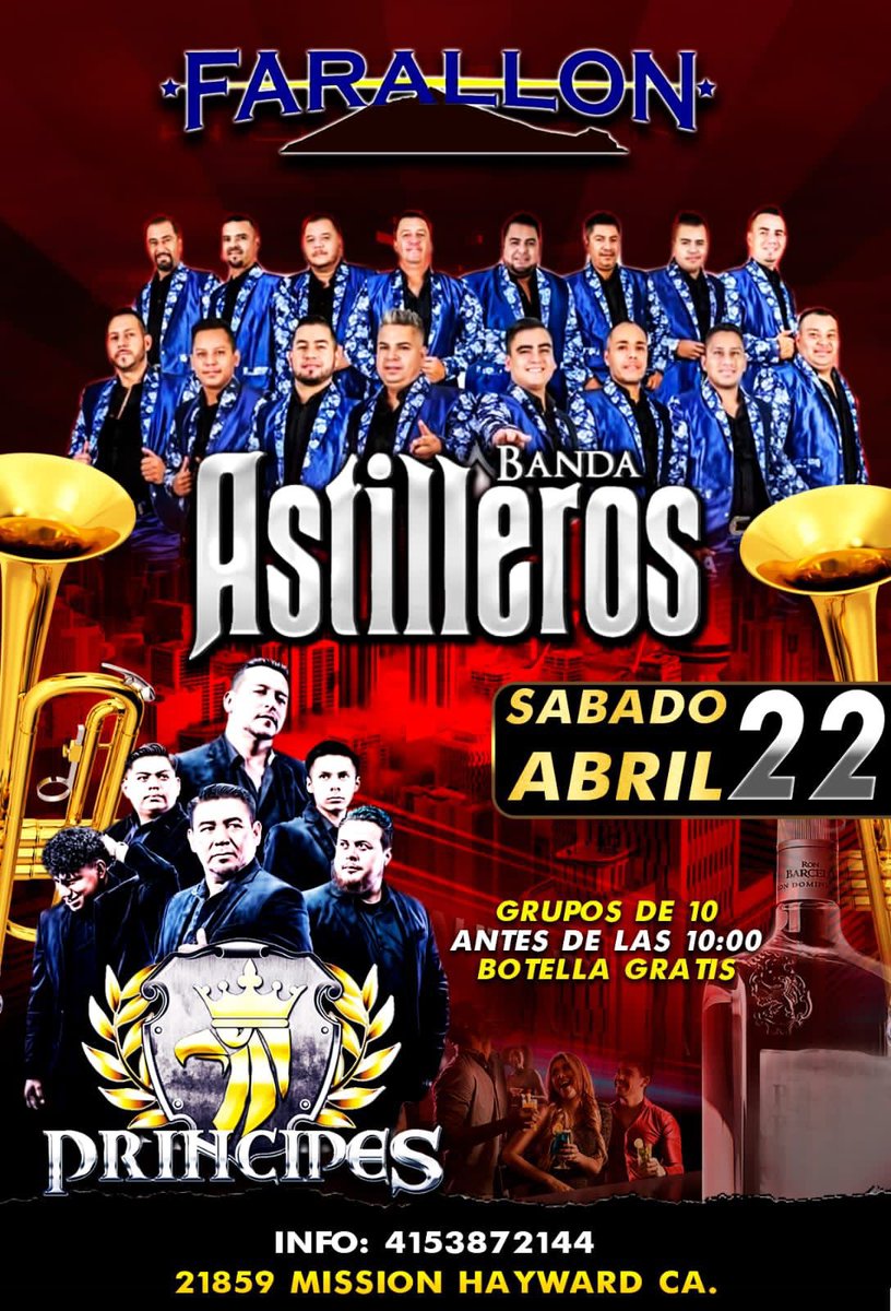 BandaAstilleros's tweet photo. (( SABADO 2️⃣2️⃣ DE ABRIL 2️⃣0️⃣2️⃣3️⃣ ))
HAYWARD, CALIFORNIA.
- EL FARALLON - night club
#BandaAstilleros #AhChingaoApocoHayOtra #BedollaPromotions #GiraUsa2023 https://t.co/O2CSfDzWzP