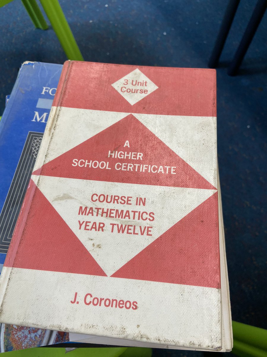 Susan_Leamon's tweet photo. Clearing the bookcases in my new class room at school and have found a textbook I may have used when I was at the school (it was my maths classroom at school) https://t.co/o3OlPUizYU