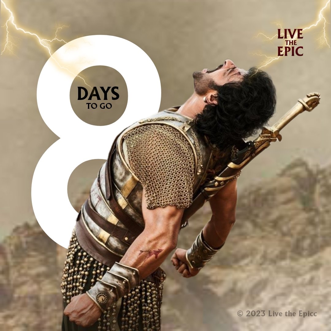LivetheEpicc's tweet photo. Re-witness the ROAR of Mahendra Bahubali in just "8" days..😎🔥

6th Blockbuster year of #Bahubali2 i.e., April 28th..😆💥

Follow and support @LivetheEpicc to experience the never before Bahubali Fan saga..

Hashtags :
#BLTE #Bahubali #Bahubali2 #prabhas #panindiastarprabhas https://t.co/Ji6PNF3Xyn