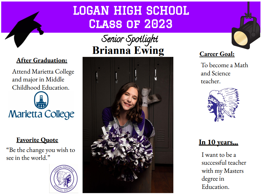 Logan High School Class of 2023
Senior Spotlight
Congratulations Brianna Ewing