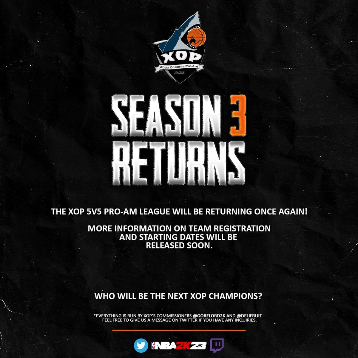 XOPLeague's tweet photo. XOP is returning for a 3rd season of 5v5 Pro Am in early May! Hit our DMs with any queries and/or your rosters (6 to 8 players). Rules incoming soon! https://t.co/uvGOqIhfi4