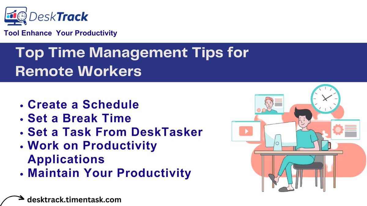 desk_track's tweet image. Top Time Management Tips for Remote Workers
visit: bit.ly/3orz0OV
#timemangementips #TimeTrackingSoftware  #RemoteWorkMonitoring #MoonSua #RRvsLSG #Microsoft #Eric #MaintainProductivity