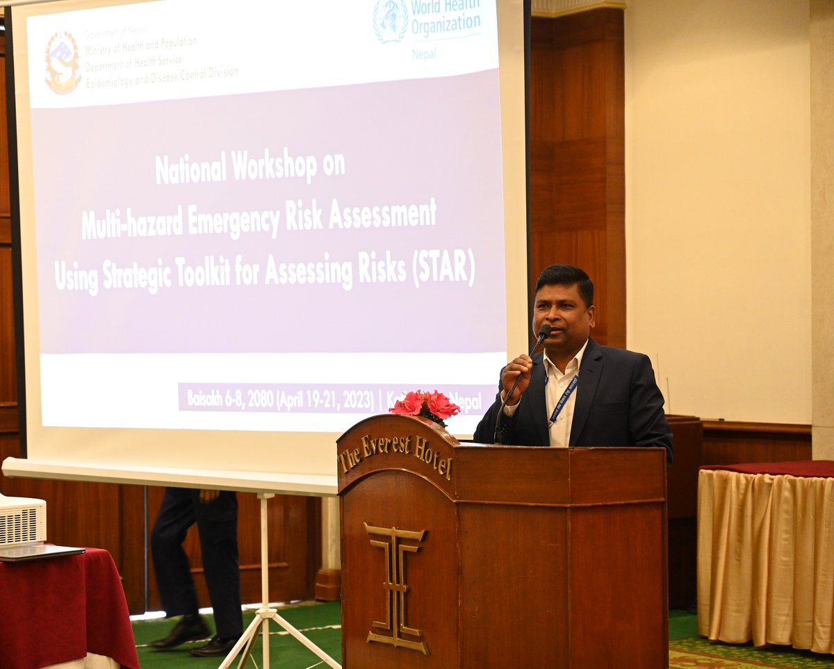 WHONepal's tweet photo. To further strengthen #Nepal 🇳🇵 health sector’s disaster #RiskManagement &amp; #EmergencyPreparedness, @MoHPNep &amp; @WHONepal started a workshop on STAR (Strategic Toolkit for Assessing Risk) that helps stakeholders rapidly assess public health risks to promptly take strategic actions. https://t.co/iEDRBRy15e