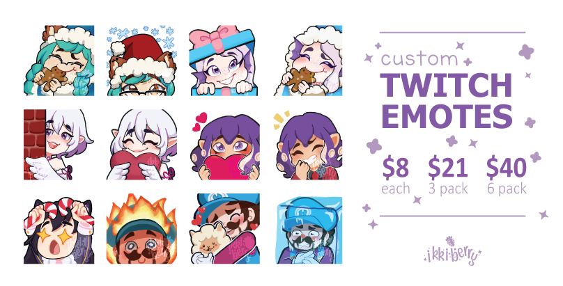 (0/5 slots)  

Opening up my twitch asset commissions for the month of April-May!  

feel free to dm me if you're interested! (´｡• ω •｡`)  

#Twtich #commissionsopen #emotes #badges