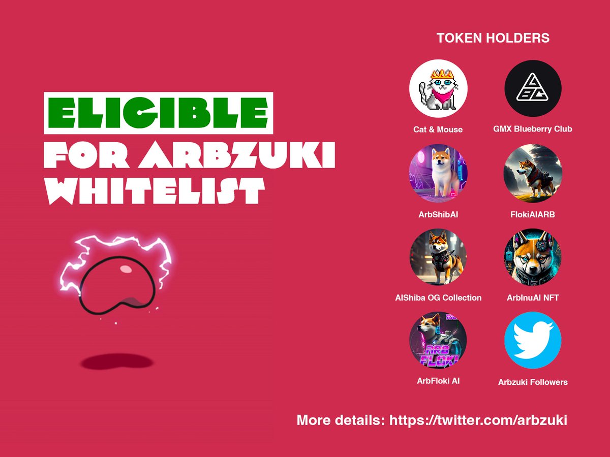 arbzuki's tweet photo. 🎁Our WL is exclusively reserved for holders of NFTs below: 

https://t.co/72P74zalfg
https://t.co/7ib0tBB1hD
https://t.co/G5Uzzpr3Ns
https://t.co/fNQtplvl04
https://t.co/hpYkatdKcb
https://t.co/qObigHODTv
https://t.co/Hhd59XZmmm

Check here: https://t.co/ex6xi436Sn https://t.co/eFK1oJCHqv
