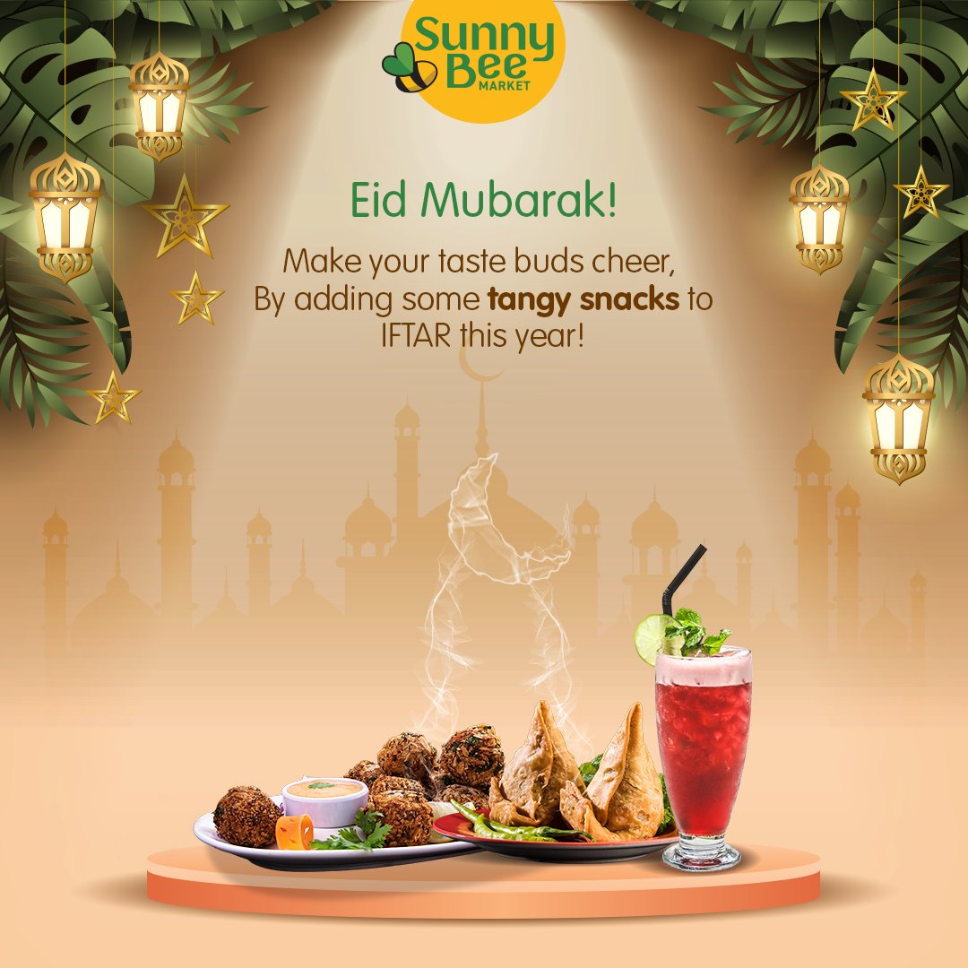 As everyone prepares for the auspicious festival, SunnyBee brings the best ingredients to make mouthwatering snacks to satisfy your taste buds.
Celebrate Eid with a glorious feast.#SunnyBeeMarket #GatheringGoodness #RedefiningRetail #GroceryShopping #FreshProduce #EidMubarak #Eid