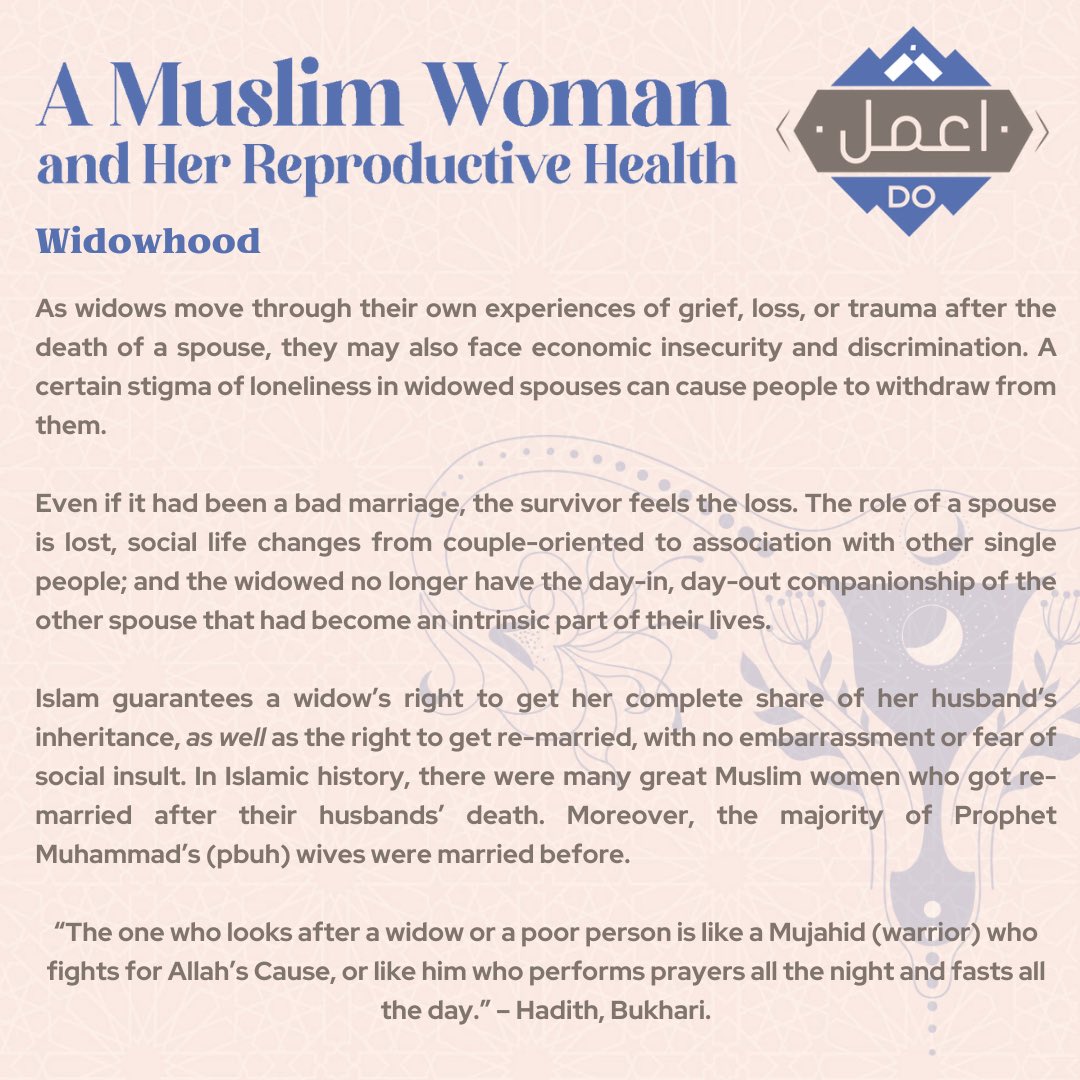 dolearningZA's tweet photo. 28. Widowhood
#DoLearning #MuslimWoman #RamadanSeries https://t.co/7To66r7h8k