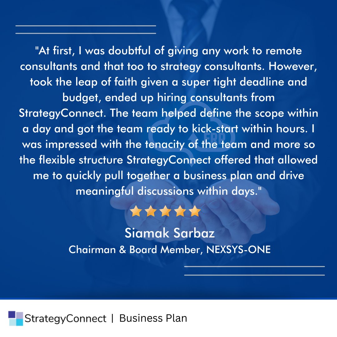 #SuccessStoriesOfSC

Hear it from one of our clients, a global leader in cloud-based enterprise software, for whom our experts worked on a business plan.

#Testimonial #successstories #consulting #businessplan #consultingproject #cloudbased #clouderp #menaregion #consultingfirms