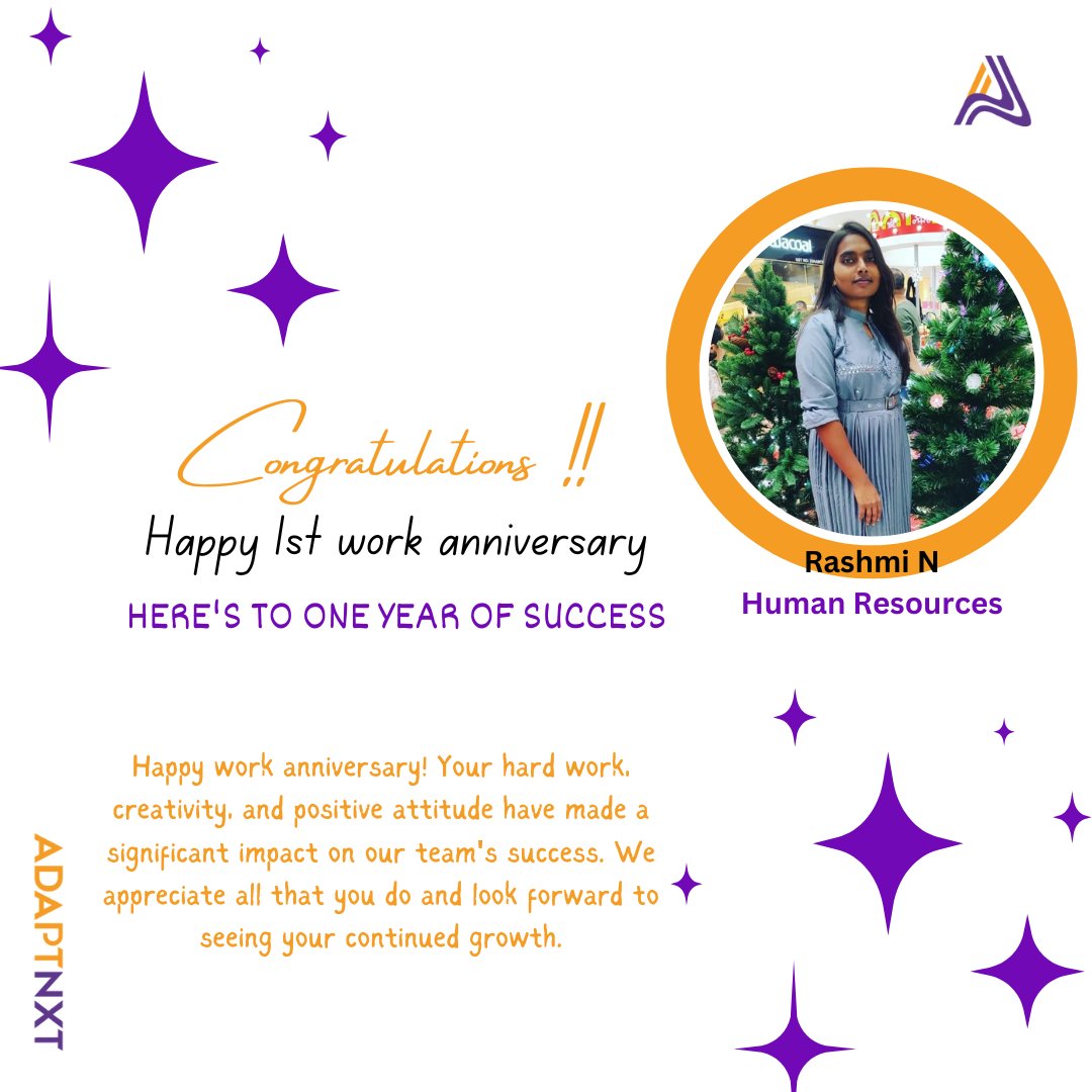 adaptnxt's tweet photo. You've been an important part of our team and have contributed so much to the success of our projects. Your hard work, dedication, and positive attitude have made a significant impact on our team's culture and productivity.
#happy1yearanniversary #Adaptnxt https://t.co/TMKQkMxEjF