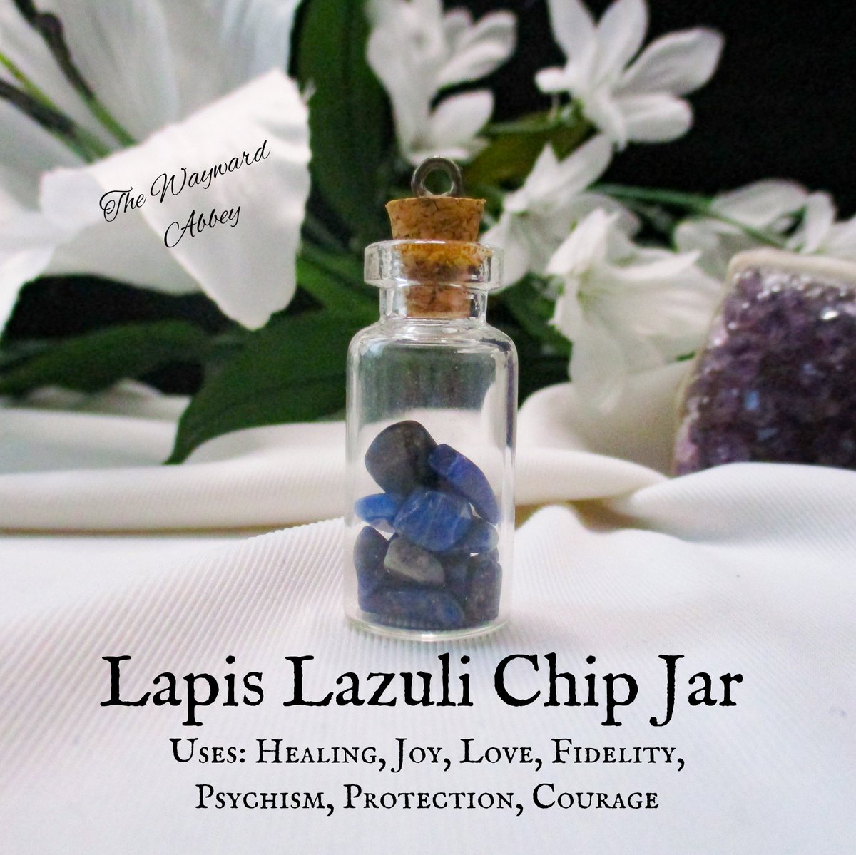 Lapis Lazuli Chip Jar
Uses: Healing, Joy, Love, Fidelity, Psychism, Protection, Courage

Simply stone chips in a 2mL glass jar. Comes with satin cord. Other stones available.

etsy.com/listing/938784…

10% off today &amp; tomorrow, no code needed!

~Blessings~Courtney