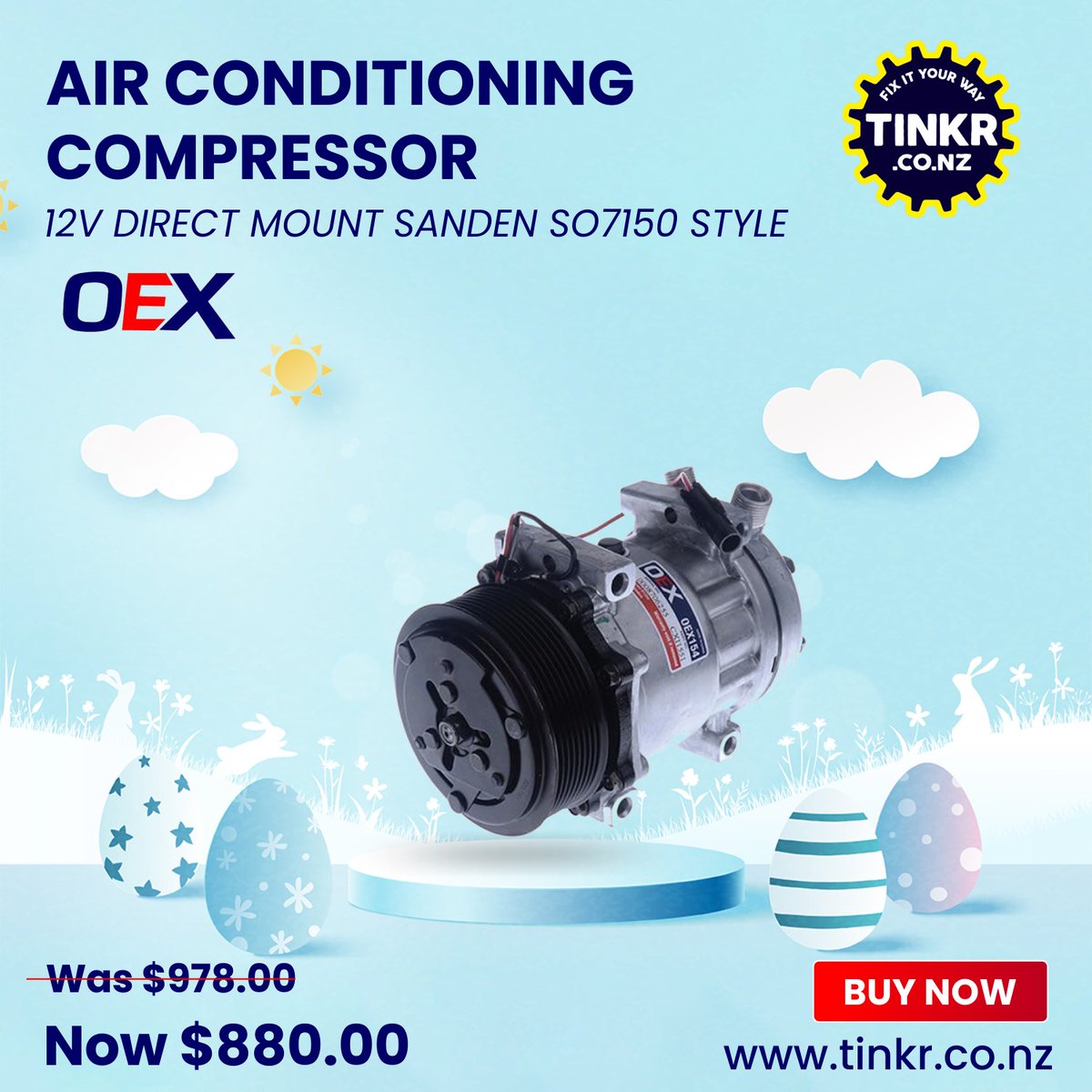 Tinkrtweet's tweet image. OEX Air Conditioning Compressor 12V Direct Mount Sanden comes with a two-year warranty and has a clutch diameter of 119mm.

Buy Now - tinkr.co.nz/product/479092…

#carpumps #airconditioning #accompressor #sparepart #carparts #caraccessories #cars #carcare #auckland #newzealand