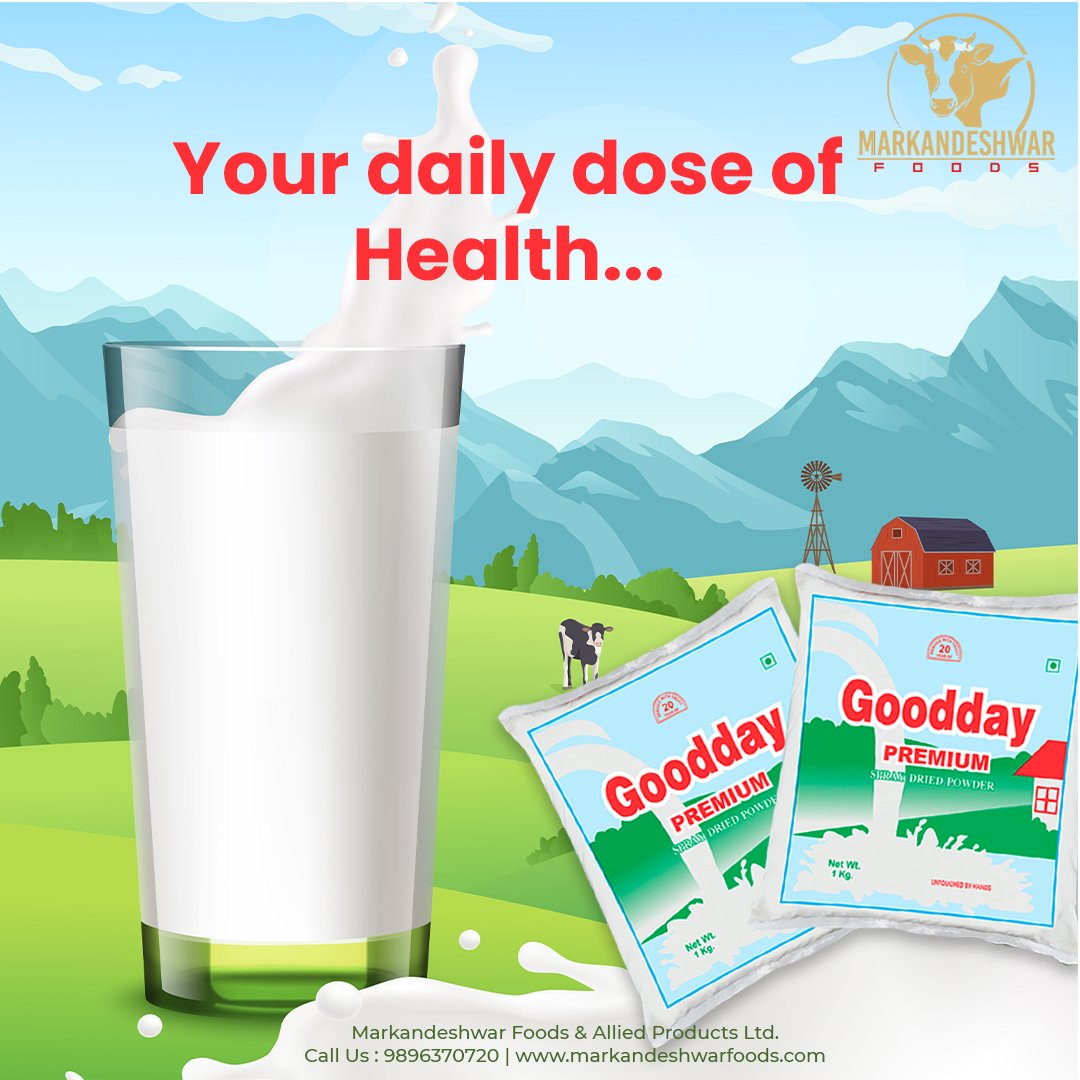 G O O D D A Y .  M I L K .  P O W D E R . 
Daily dose of Health .

#GooddayPremiumMilk

Markandeshwar Foods & Allied Products Ltd.
For trade inquiry 9896370720, 9729344011, 9810754400.
.
.
.
#markandeshwarfoods #milk #dairy #dairyproducts #goodday #Healthy #Healthyliving