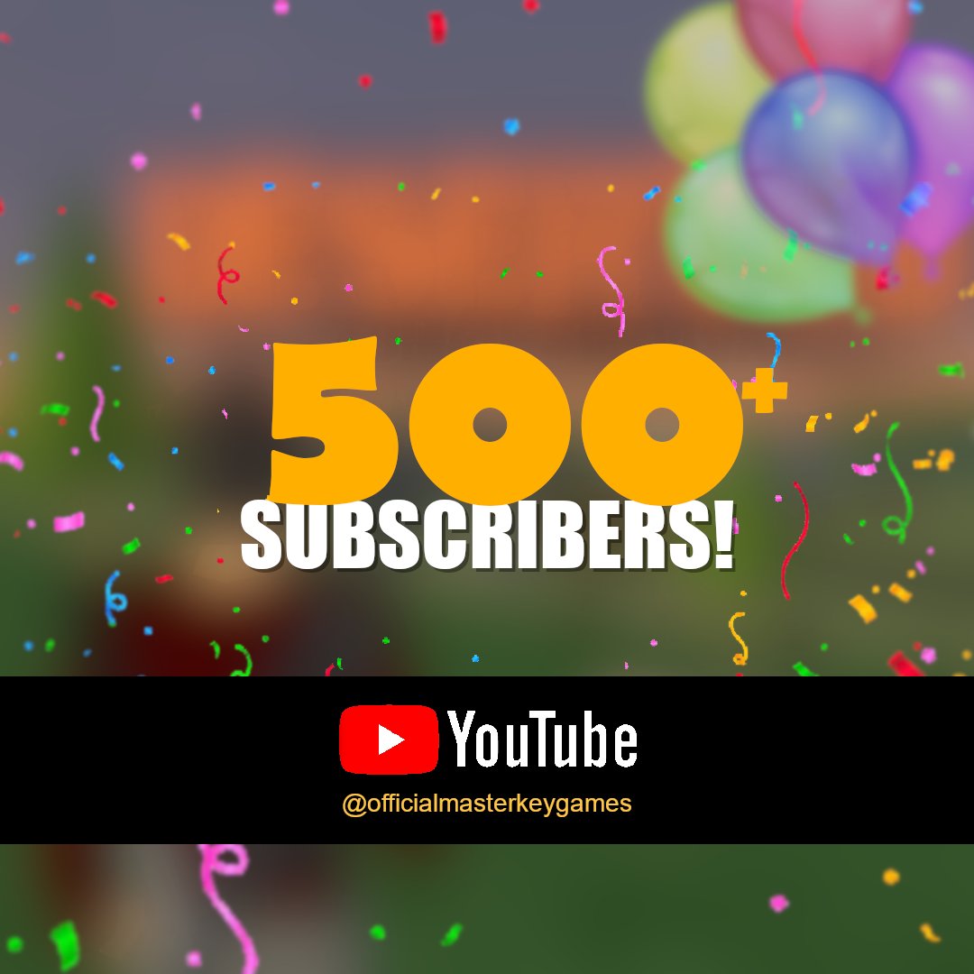 OfficialMKGames's tweet photo. Happy 500 subscribers on #YouTube! 🎉🎊

Thank you for subscribing! If you still haven't, subscribe now to stay updated with our latest news and contents! 📲

Follow us here: https://t.co/s7mXfgfH6g

#MasterKeyGames #subscribe #gaming #youtube #zombiesurvival https://t.co/NUktOsCgKT