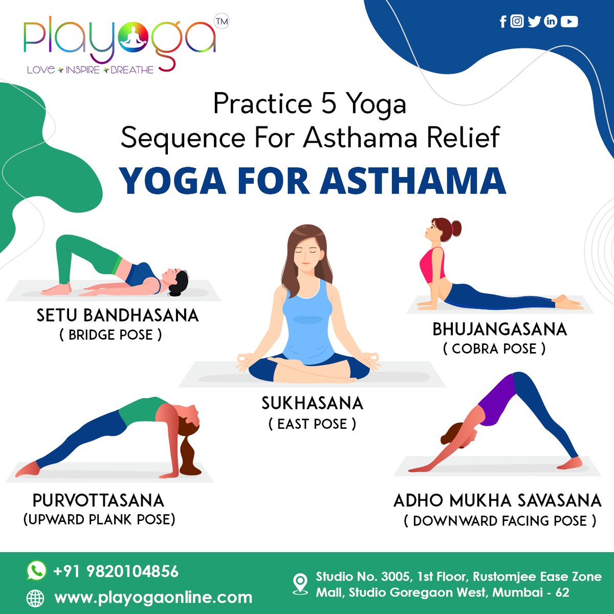 Yoga offers a combination of breathing exercises, postures, and relaxation techniques that can improve lung function, reduce stress and inflammation, and enhance overall well-being for Asthama.

#Playoga #yogaforasthma #asthmayoga #breathingexercises #pranayama #asthmatichealth