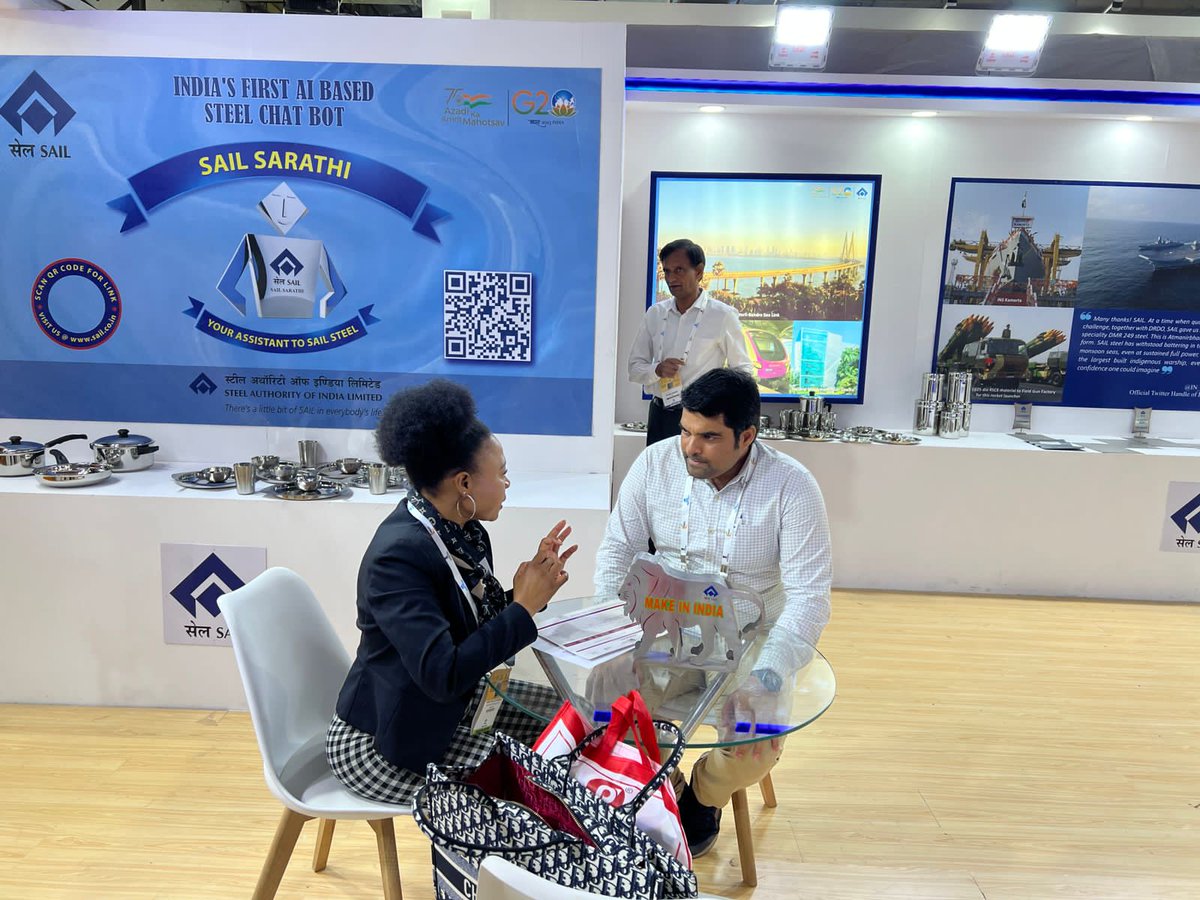 SAILsteel's tweet image. The stall of @SAILsteel at the International Exhibition and Conference - "India Steel 2023" being held at Mumbai during April 19-21, 2023 is attracting large number of visitors. 
#IndiaSteel2023 
@SteelMinIndia @JM_Scindia @fskulaste   @indiasteelexpo @ficci_india