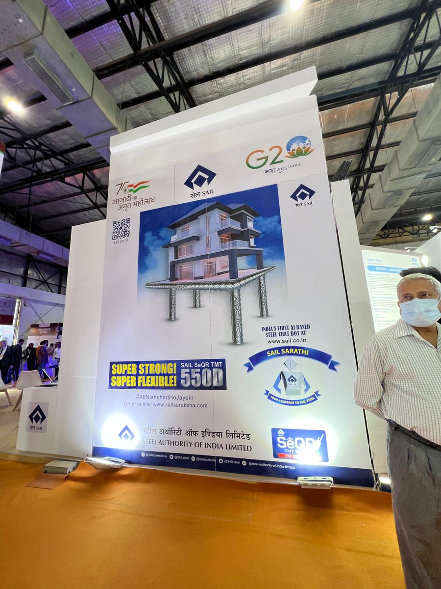 SAILsteel's tweet image. The stall of @SAILsteel at the International Exhibition and Conference - "India Steel 2023" being held at Mumbai during April 19-21, 2023 is attracting large number of visitors. 
#IndiaSteel2023 
@SteelMinIndia @JM_Scindia @fskulaste   @indiasteelexpo @ficci_india