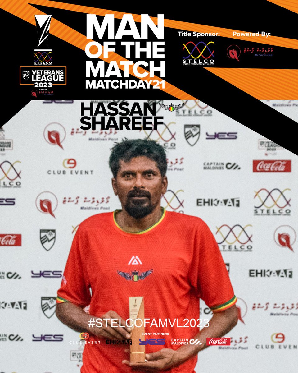 #STELCOFAMVL2023MD21 
Man of the Match:
Hassan Shareef (6) #DaGrandeNewGenerationSportsClub
.
#STELCOFAMVL2023 #famveteransleague2023 #famveterans #FAMVL2023 #PowerdByMaldivesPostLtd