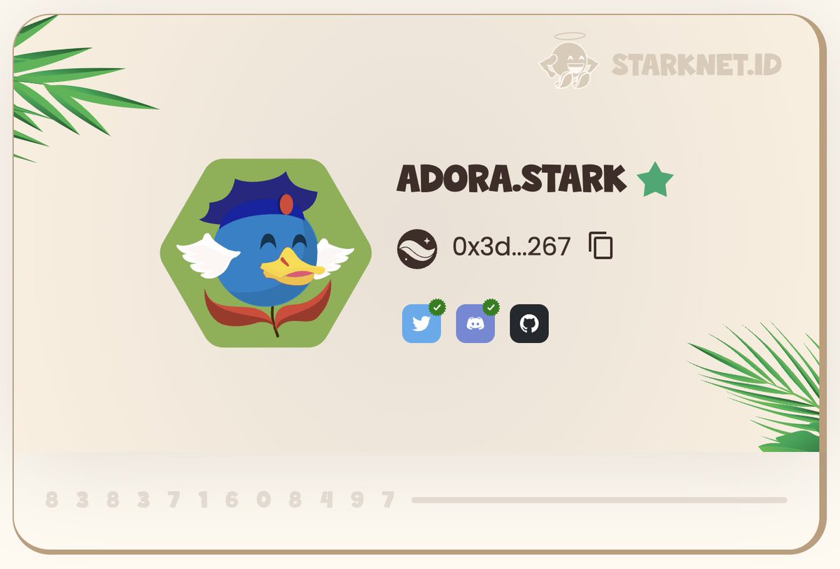 0xKabrita's tweet photo. I claimed my ".stark" domain name on @Starknet_id

Claim yours before it's too late for a big surprise 👀 ... 

#StarkNet #StarknetIdOdyssey https://t.co/XnWYCtXbVK