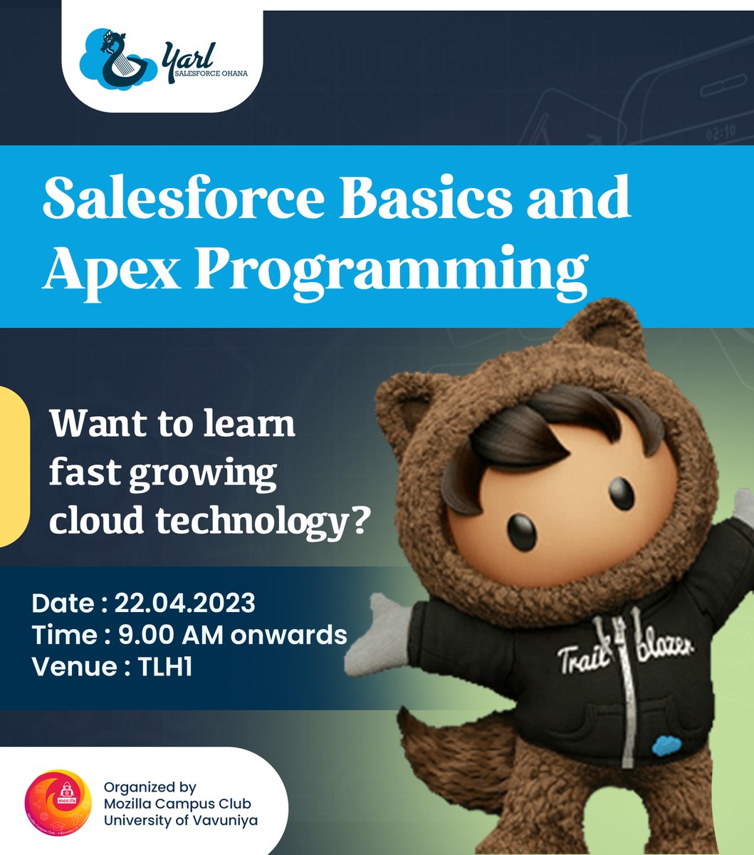 YarlSFO's tweet photo. Are you a student of University of Vavuniya?? 
Don't miss the chance to get to know the #1 Cloud CRM platform #Salesforce. Join us this Saturday and get a hands-on experience &amp; career guidance in Salesforce platform. 
#CloudComputing #YarlSFO #Community #uova #VavuniyaUniversity https://t.co/oNRCOf2wwq