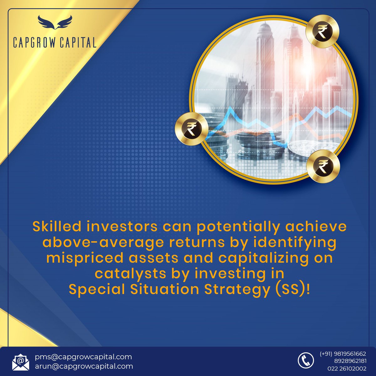CapgrowCapital's tweet photo. "In the world of Investing, Special Situations are like hidden gems that can unlock extraordinary opportunities for those who know where to look."

We have an expertise in finding such gems for you.. To know more get in touch 🙂

Contact us at +91 98195 61662

#capgrowcapital https://t.co/4Mn0vl9Irf