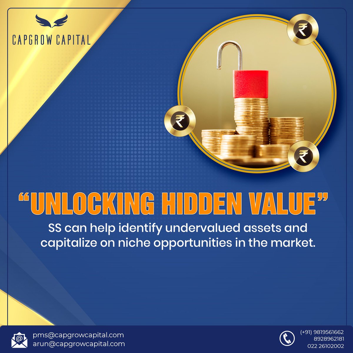 CapgrowCapital's tweet photo. "In the world of Investing, Special Situations are like hidden gems that can unlock extraordinary opportunities for those who know where to look."

We have an expertise in finding such gems for you.. To know more get in touch 🙂

Contact us at +91 98195 61662

#capgrowcapital https://t.co/4Mn0vl9Irf